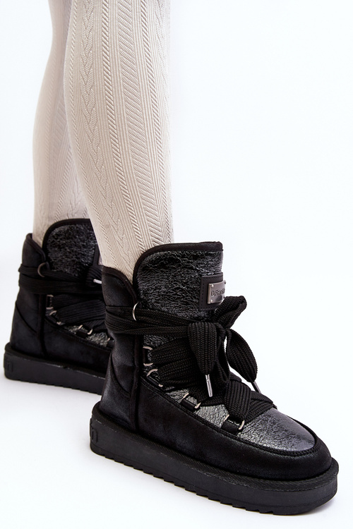 Жіночі зимові черевики зі шнурівкою D.Franklin DFSH370006 Чорні