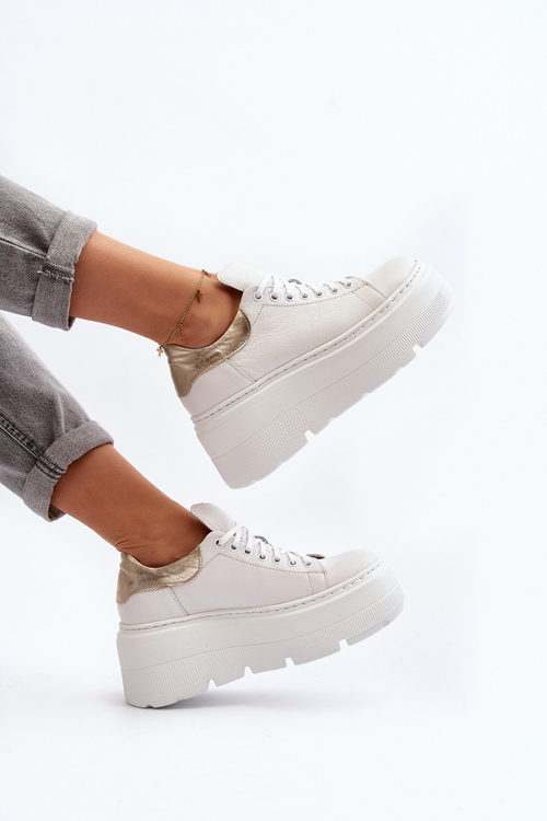 Жіноче шкіряне спортивне взуття на платформі M01/1 Zazoo світло-бежевий