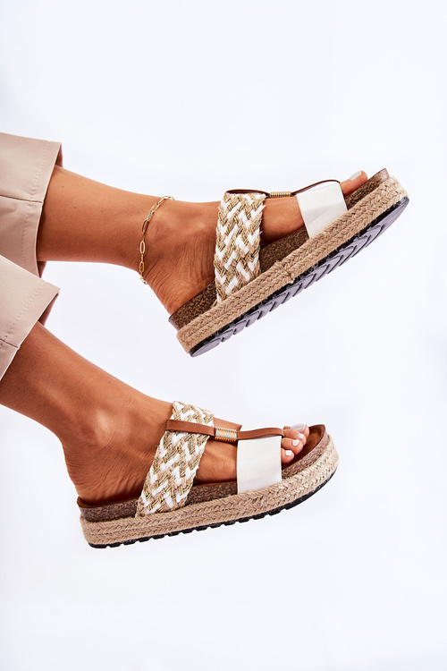 Жіночі тапочки з еко шкіри білі Simona