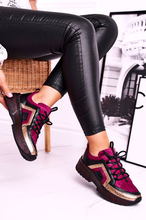 Жіночі кросівки броги шкіряні Maciejka бордові 04731-23