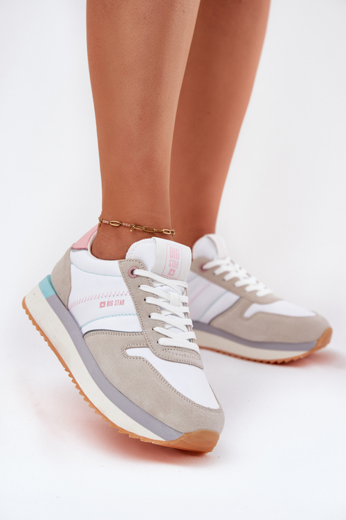 Замшеві Жіночі Кросівки Big Star RR274A047 HI-POLY SYSTEM Бежево-Білі