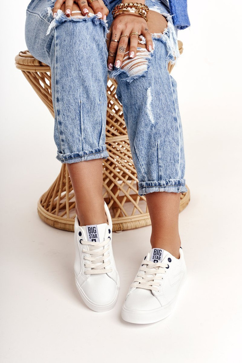 Жіночі шкіряні кросівки BIG STAR BB274211 Білі темно-сині