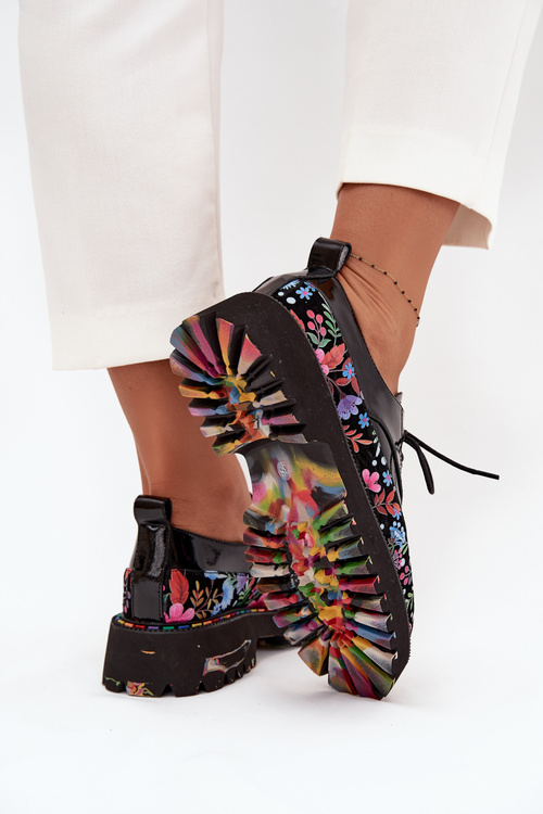 Лаковані напівчеревики з натуральної шкіри з візерунком Artiker 57C0174 Чорний