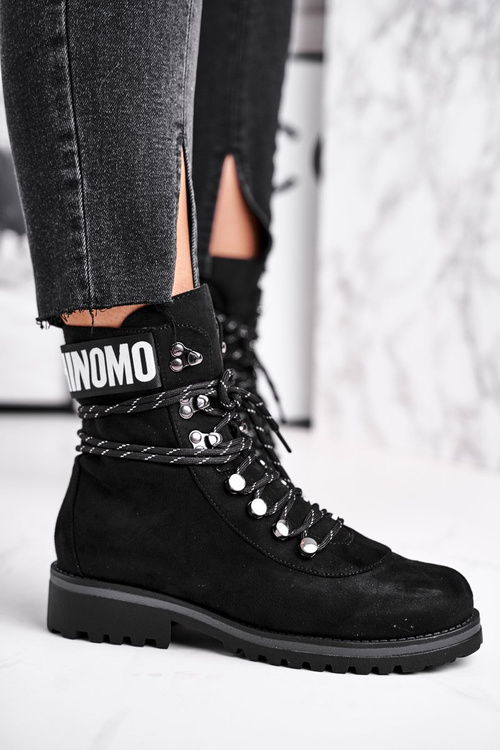 Жіночі чорні чоботи Popsi на плоскій каблуці на блискавці