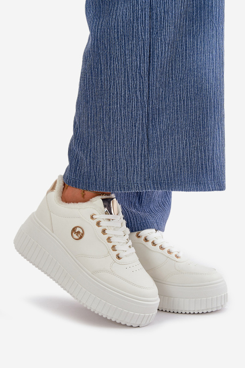 Кросівки жіночі спортивні утеплені на масивній підошві білі Ardiela