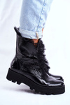 Чоботи жіночі лаковані шкіряні чорні Montegero