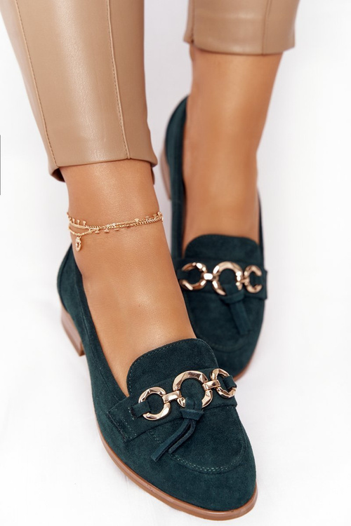 Елегантні жіночі лофери Vinceza 10585 Suede Green