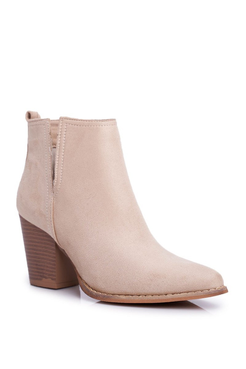 Жіночі чоботи на шпильці бежеві Elaine