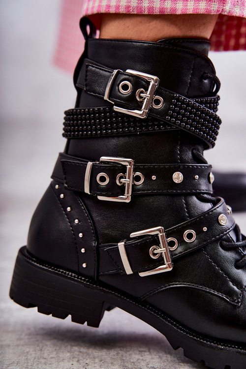 Жіночі шкіряні чоботи з декоративними смужками Black Russo
