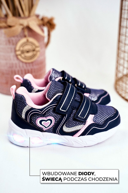 Дитяче спортивне взуття, що світиться на липучці темно-синій червоний