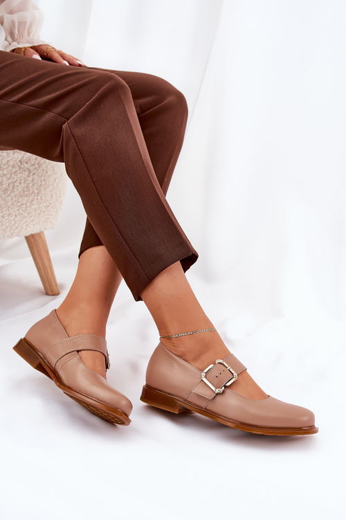 Шкіряні Жіночі Чоботи З Пряжкою Лаура Мессі 2980 Темно-бежеві