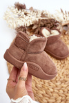 Дитячі утеплені снігові черевики з хутряною підкладкою коричневого кольору Benigna