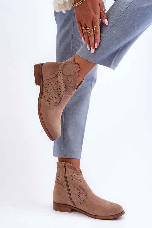 Жіночі бежеві ботильйони з вирізом S.Barski HY66-151