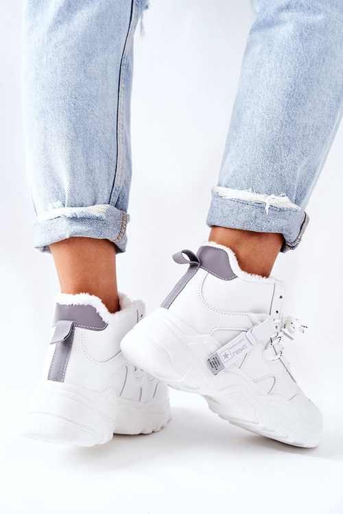 Жіночі утеплені зимові черевики Кросівки білі Kaphia