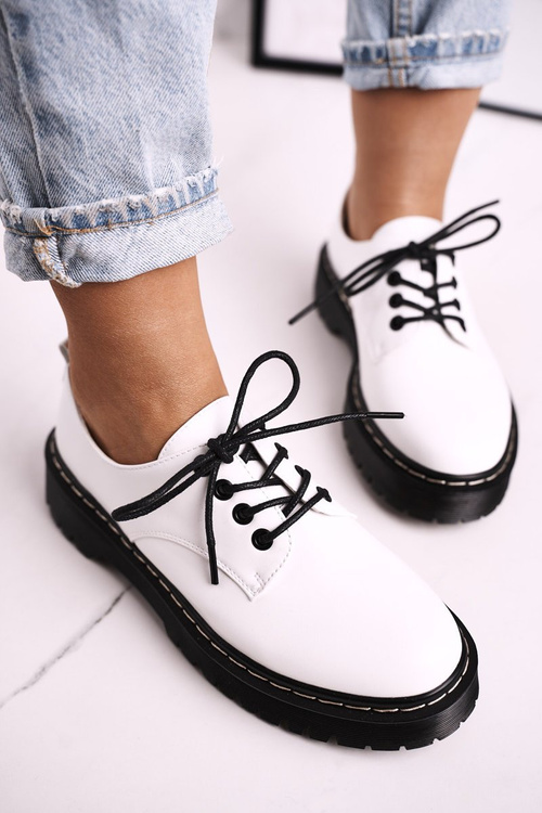 Жіночі класичні броги Оксфорд на платформі S.Barski HX62 білі