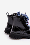 Дитячі глянцеві чобітки з прикрасою Black Bunnyjoy