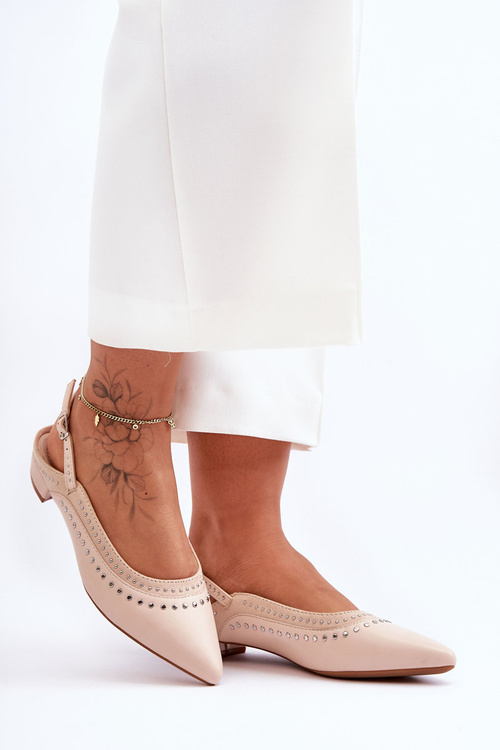 Шкіряні балетки на шпильках бежеві Laroshe