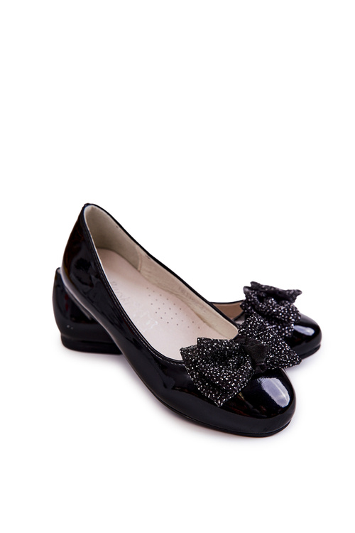 Дитячі лаковані балетки з бантом Black Zolly