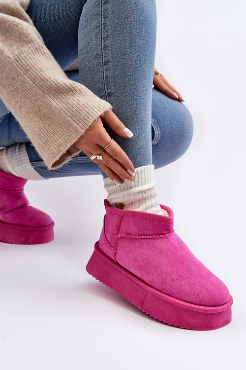 Жіночі зимові черевики на товстій підошві Caliksa рожеві