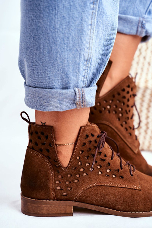 Жіночі черевики на плоскій підошві Шкіряні Camel Low Meridan