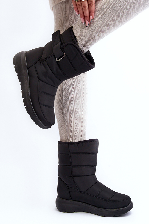 Жіночі утеплені зимові черевики на липучках, чорні Jawora