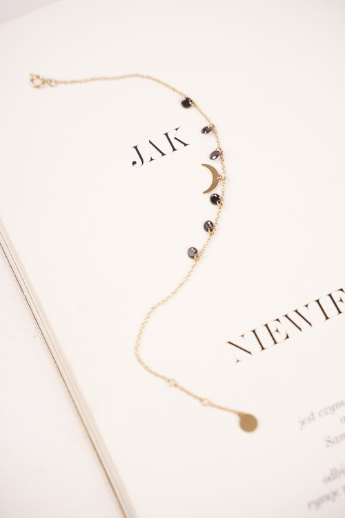 Жіночий браслет Celebrity Gold Moon Black Rhinestones Chloë