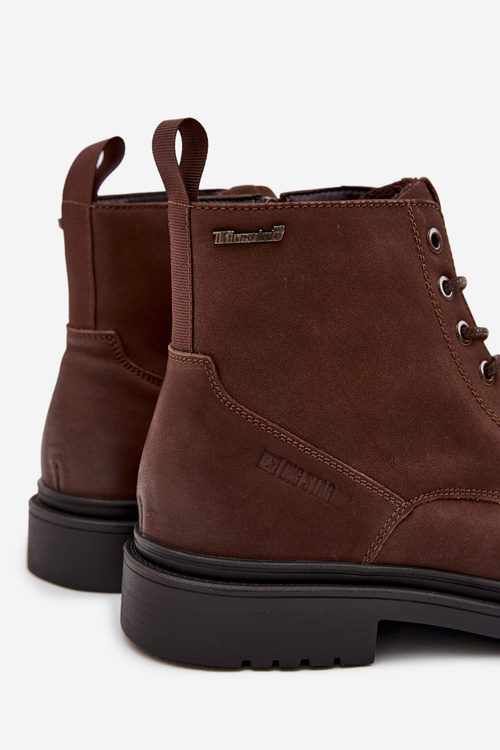 Чоловічі замшеві теплі ботильйони на блискавці Big Star OO174229 Коричневий