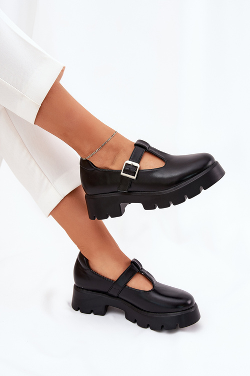 Жіночі Черевики З Пряжкою На Платформі І Плоским Каблуком Чорні Venda