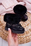 Дитячі утеплювачі Snow Boots на хутрі Чорні Nicola
