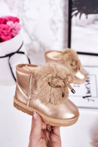 Дитячі зимові черевики утеплені хутром Rose Gold Aurora