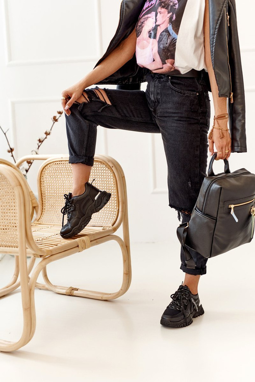 Жіночі кросівки на масивній підошві Чорні масивні