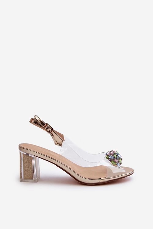 Прозорі босоніжки на золотих шпильках MR38-112