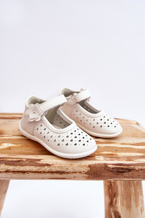 Дитячі високі ажурні балерини на липучці Біла Jianna