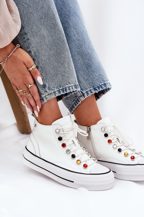 Шкіряні Високі Кросівки Жіночі GOE RR2N4102 Білі