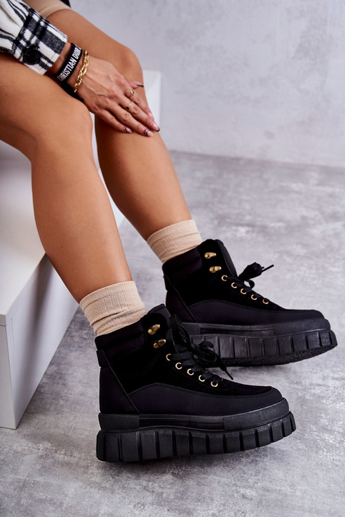 Зручні черевики на платформі Sanchio чорного кольору