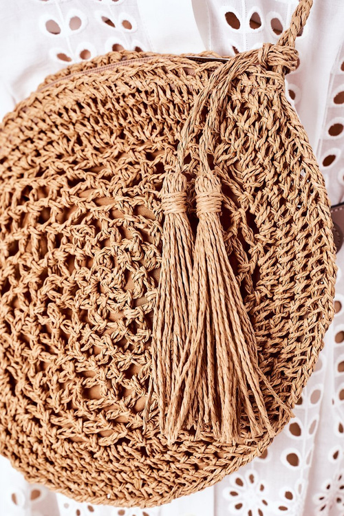 Плетена кругла сумка BRUNO ROSSI Camel