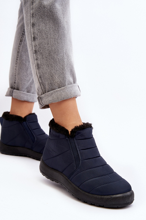 Низькі жіночі зимові черевики на підкладці темно-синього кольору Enmore
