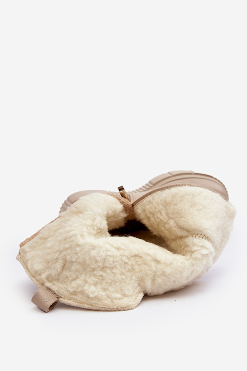 Жіночі шкіряні чоботи з вовною Zazoo 70121 бежеві