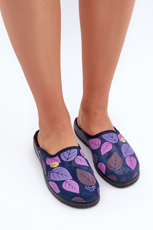 Зручні Жіночі Тапочки З Листям Inblu CU00005F Темно-Сині