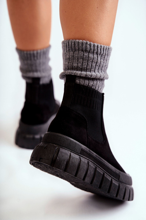 Модні слипони на платформі Чорні Jenna