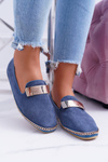 Жіночі мокасини Lu Boo Navy Blue Chain Suede Panama