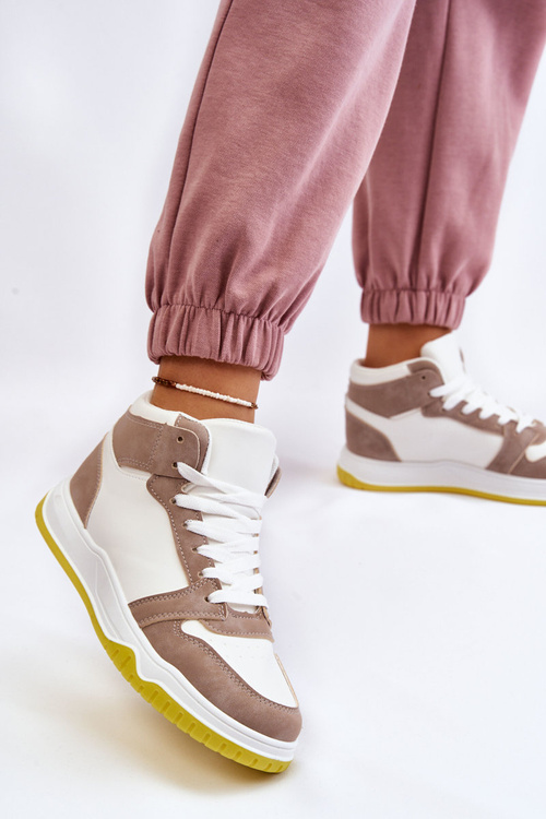 Високі жіночі спортивні кросівки Біло-бежеві Rumor