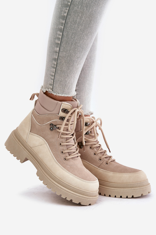 Бежеві жіночі ботильйони Rabaria на шнурівці