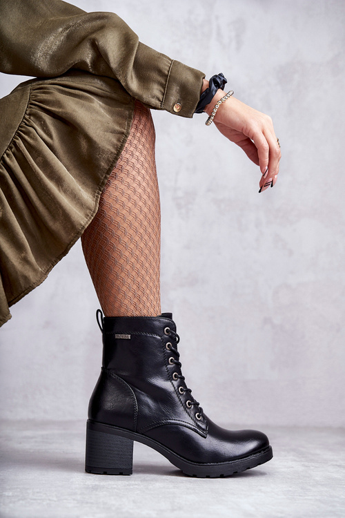 Чоботи жіночі на високих підборах Чорний Dunaff