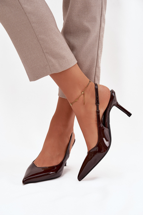 Лаковані туфлі на підборах шоколадні Phelia
