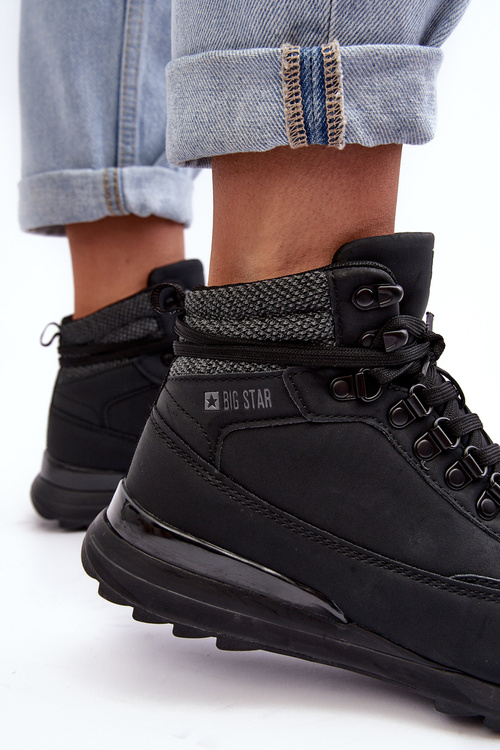 Чоловічі трекінгові черевики на шнурівці чорні Big Star MM274677
