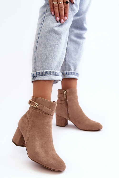 Жіночі чоботи на низькому каблуці бежеві Verice