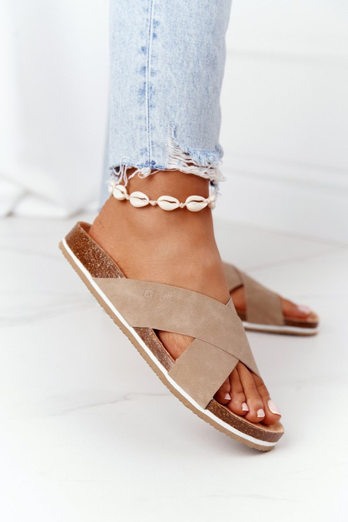 Шкіряні профільовані тапочки Big Star HH274593 Beige