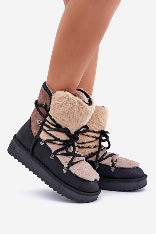 Жіночі Снігові Чоботи З Шершею D.Franklin Чорні DFSH370012