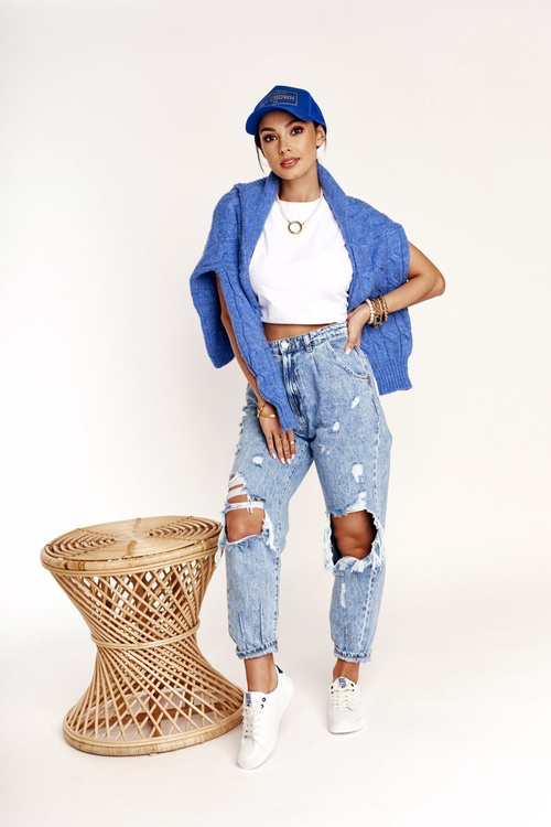 Жіночі шкіряні кросівки BIG STAR BB274211 Білі темно-сині